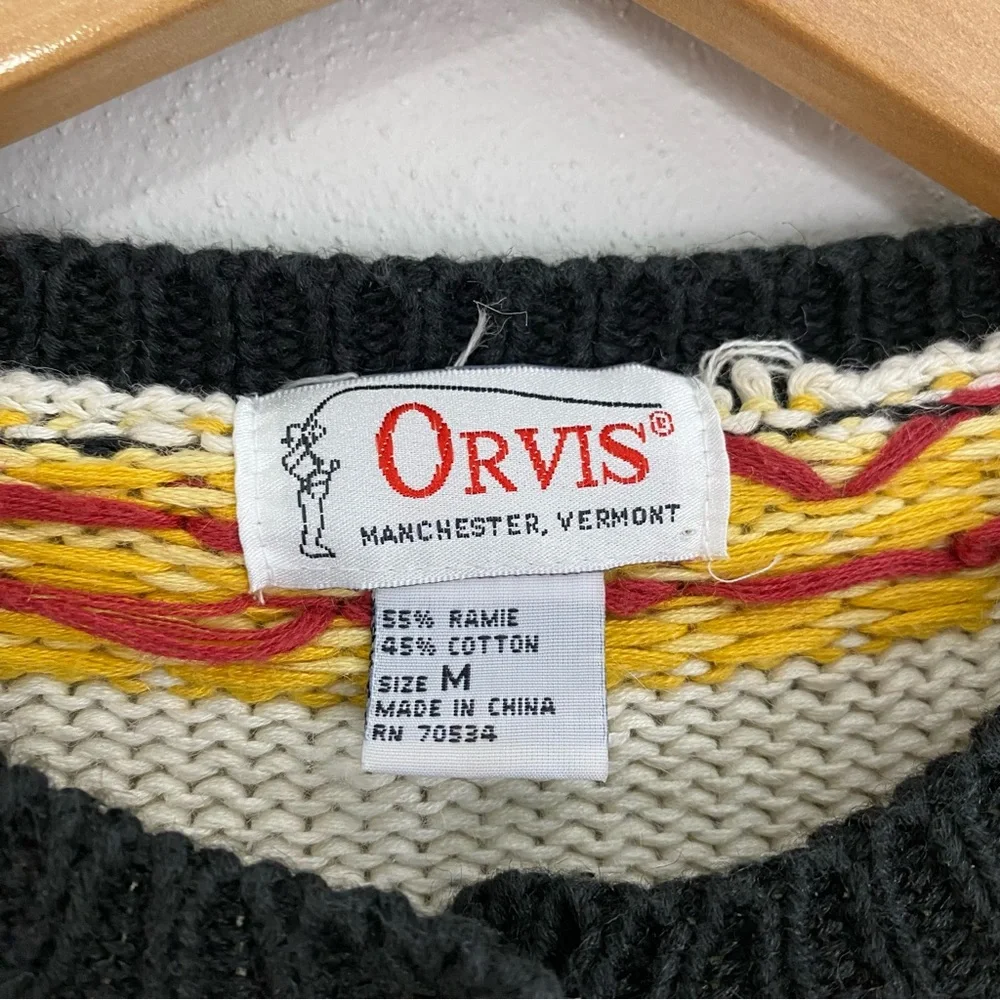 Orvis Vintage Autumn Fall Leaf Cardigan Sweater Gold Buttons Woman’s Size Medium - Picture 3 of 6